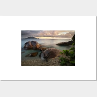 Sunrise on the beach on Fitzroy Island in Far North Queensland Posters and Art